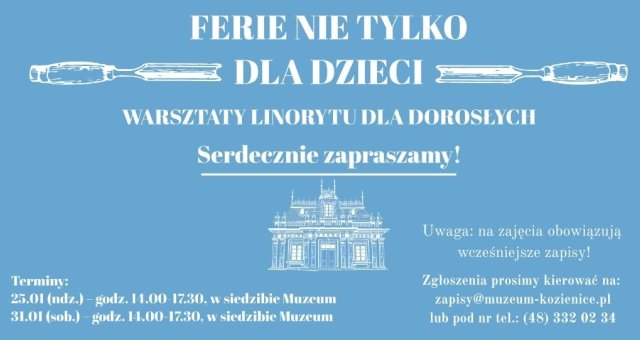 Ferie nie tylko dla dzieci | 25 i 31 stycznia 2026 | Zaproszenie i zapisy
