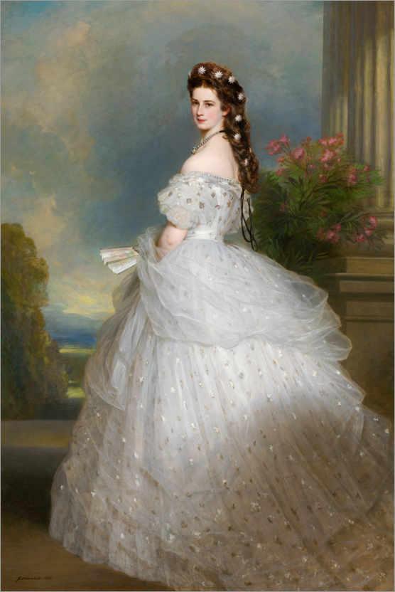 Franz Xawier Winterhalten, Cesarzowa Elżbieta z Austrii w dworskiej sukience z gwiazdami diamentowymi, 1865, Hofburg, Wiedeń